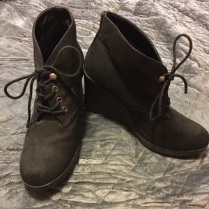 Black wedge booties size 8